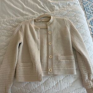 Uniqlo Cream Textured Knit Cardigan